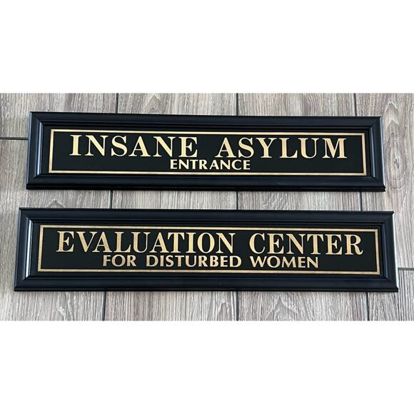 RARE Evaluation Center Disturbed Women & Insane Asylum 2 Jalousie Glass Sign - Picture 1 of 9